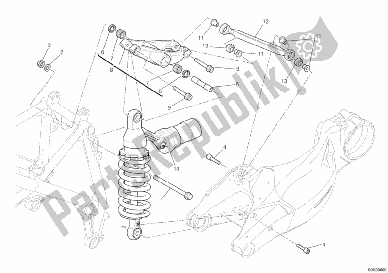 Todas as partes de Amortecedor Traseiro do Ducati Streetfighter 848 USA 2014